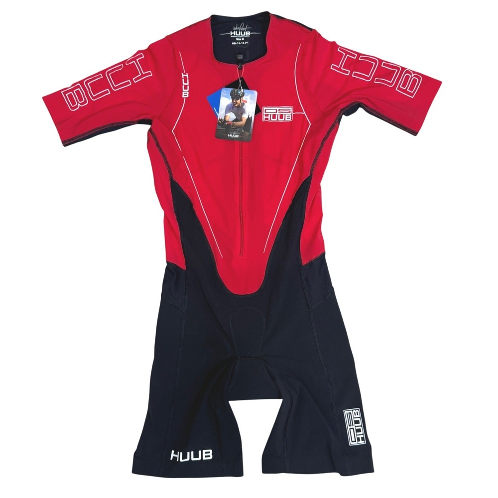 HUUB Dave Scott DS Tri Suit Sleeved Red Black Mens Size M HB-15-12-P1 NWT